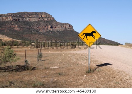 Attention Sign on Australian Road. Wilpena Pond. Flinders Ranges