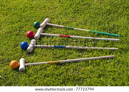 croquet family garden game, stick and ball