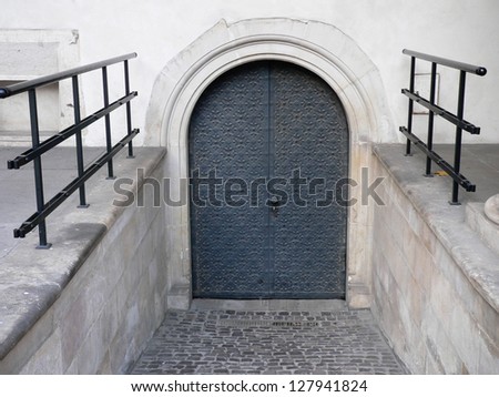 Old armored doorway. Back door to Wawel Castle in Krakow.
