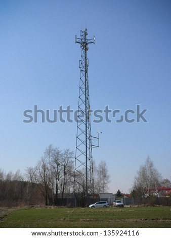 Mobile network tower. Global system for mobile communications.
