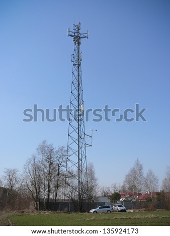 Mobile network tower. Global system for mobile communications.