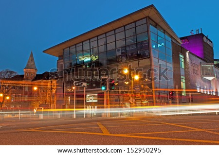 CORK, IRELAND - MARCH 26: stunning night scene at Cork Opera House on March 26, 2012 in Cork, Ireland. In 2011,187,996 persons attended 114 events (Opera, Theater, Concerts, Films, Dance, Art, Comedy)