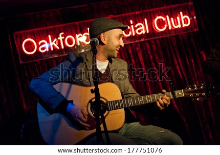 READING - APRIL 27, 2013: Steve Morano performs at The Oakford Social Club in Reading, UK on April 27, 2013. Are You Listening? is a new, one day multi venue music festival supporting Reading Mencap.