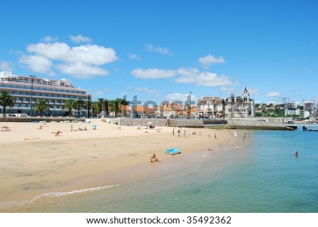 photo of the famous and amazing beach in Cascais city, Portugal
