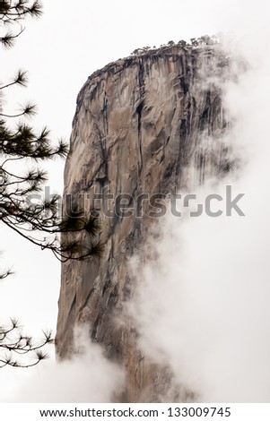 A winter storm is gathering around the face of El Capitan in California\'s Yosemite Valley.