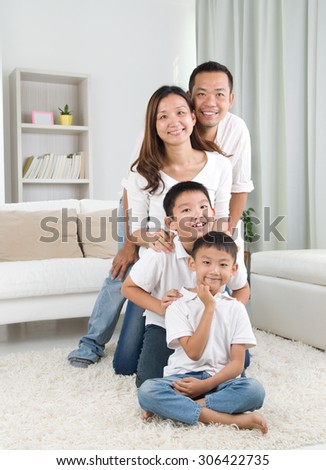 indoor portrait of asian family