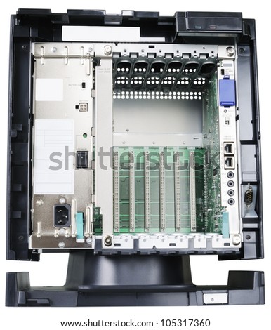 Telephone switch system front view isolated on the white