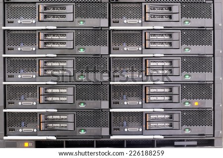 Rack mounted servers front view