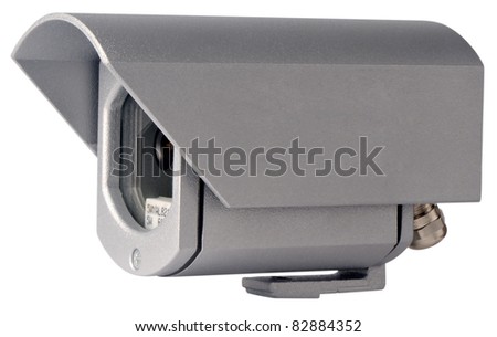 Supervision video camera in metal case isolated on white