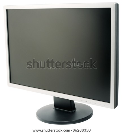 Computer LCD flat wide monitor isolated on the white