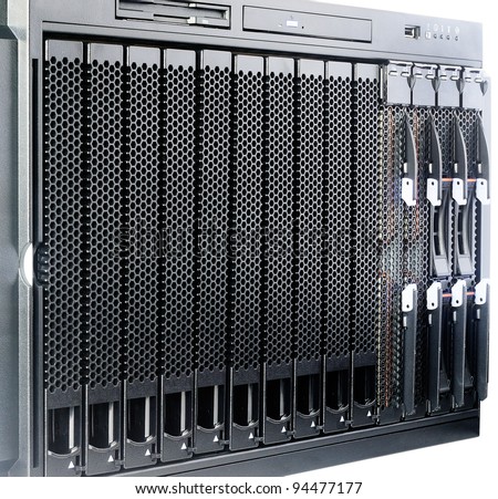 Rack mount blade server system isolated on the white