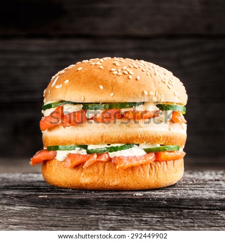 Double burger with salmon