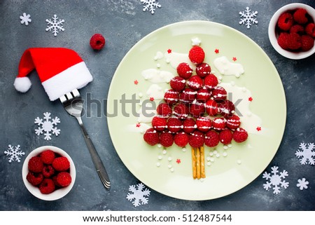 Raspberry Christmas tree - Christmas fun food idea for kids