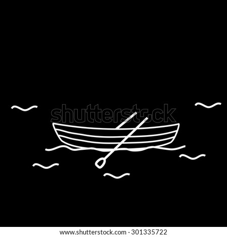 Boat boat two oars. Rescue or recreational watercraft
