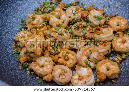 Spicy Shrimps, Shrimps fried spices, Fried shrimps with salt and chili