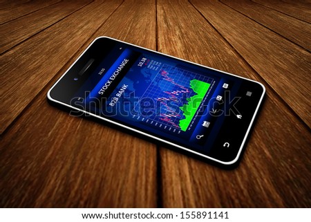 business touchscreen mobile phone with stock exchange market financial application