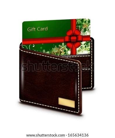 gift card in wallet isolated over white background