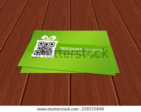 spring discount coupons lying on wooden table