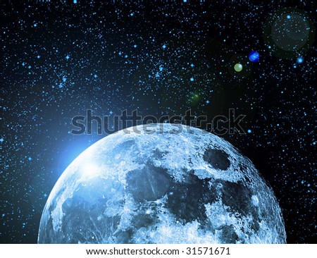 abstract moon in space with place for text