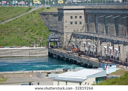 Irkutsk HYDROELECTRIC POWER STATION. It is constructed on the river Angara. The beginning of construction - on July, 7th, 1956.