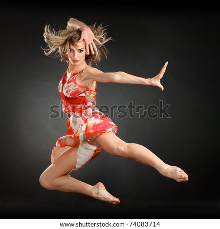 attractive jumping woman dancer