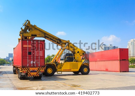 Cargo containers in shipping yard for import,export industrial