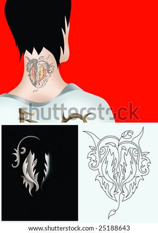 stock photo asian man with a tattoo on his neck