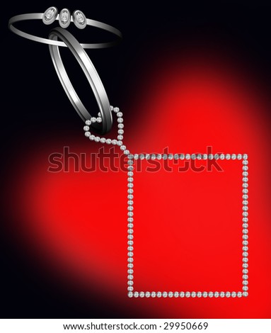 stock photo Wedding Photo Frame Rings isolated in a Red Heart Background 