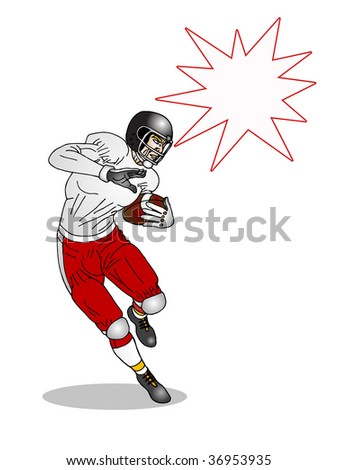 an america football player in running mode, evade an  opponent