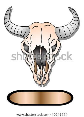 Bull skeleton head the complete set of color vector sketches for tattoo