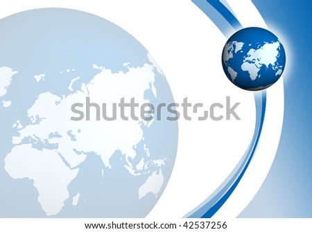 illustration  of Globe Earth over  of blue transparency Earth background; computer generate image