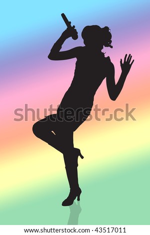 silhouette of a lady having fun at karaoke party