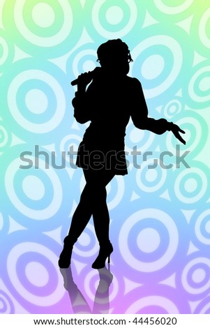 silhouette of a woman having fun at karaoke party