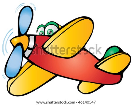 cartoon Plane flying away to destination