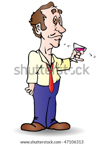 Isolated businessman drink beer cartoon; Beverage illustration
