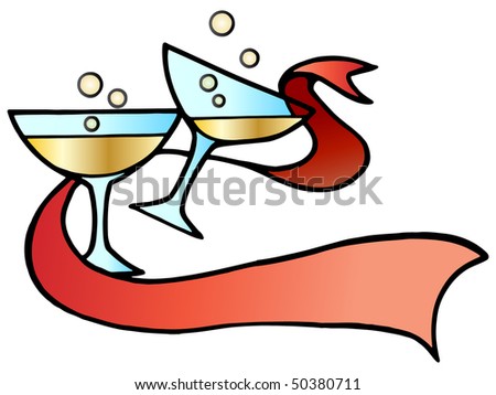 Isolated wine cartoon over red ribbon you can write on; Beverage illustration