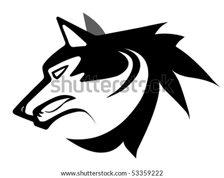 stock photo Vector illustration of wolf face black and white tattoo 