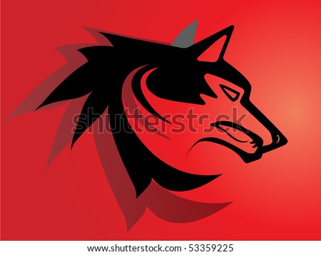 stock photo : Vector illustration of wolf face black and grey tattoo over 