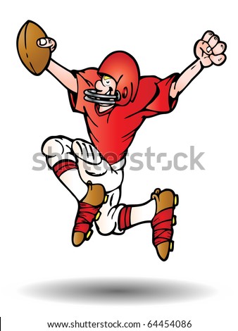 an america football player celebrating a touch down isolated on white background
