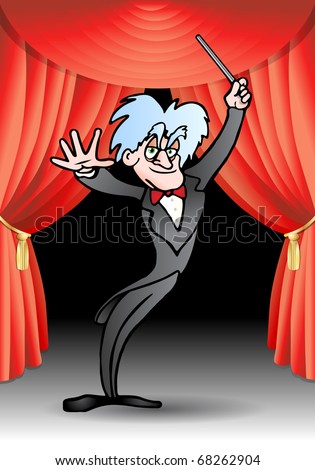 Orchestra conductor on a white background