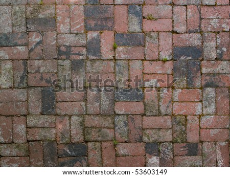 Old factory brick used in alternating pattern patio floor