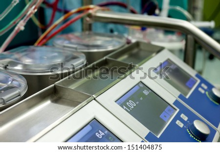 close-up of Heart-Lung machine which takes over the function of the heart