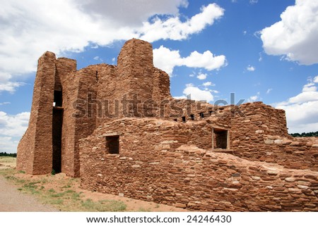 Ruins of the prehistoric Native American village and chapel in the southwest.