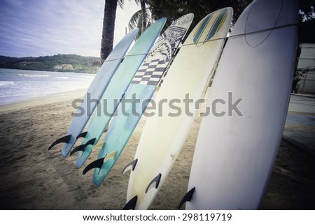 Retro Style Photo Of Vintage phuket thailand Surf Boards