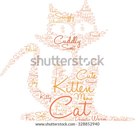 Cat word cloud on a white background.