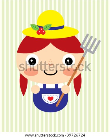 stock vector : farmer girl cartoon girl farmer. stock vector : farmer girl