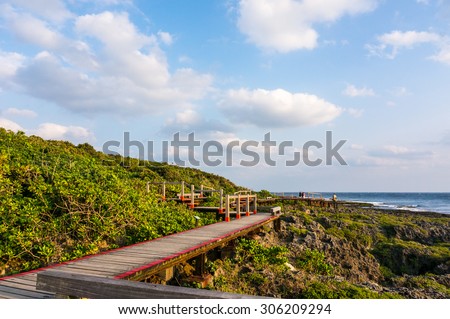 Platform bridge crossing along the beach in Taiwan