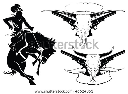 stock vector set of sketches for the design and tattoo in style wild west