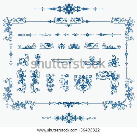 stock vector set of floral elements for design creating borders frames 