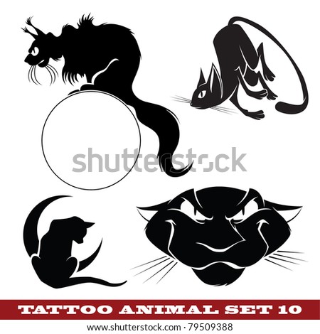 stock vector Vector template tattoo cats on different topics